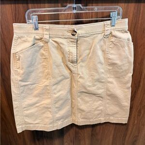 L.L. Bean Classic Fit Skirt in Tan, Size 16